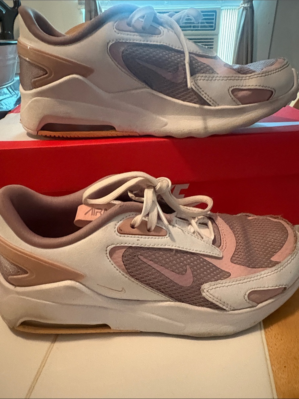 Nike White and Pink Low-Top Air Sneakers